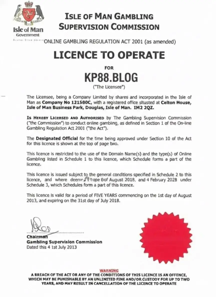 giấy phép từ Isle of Man